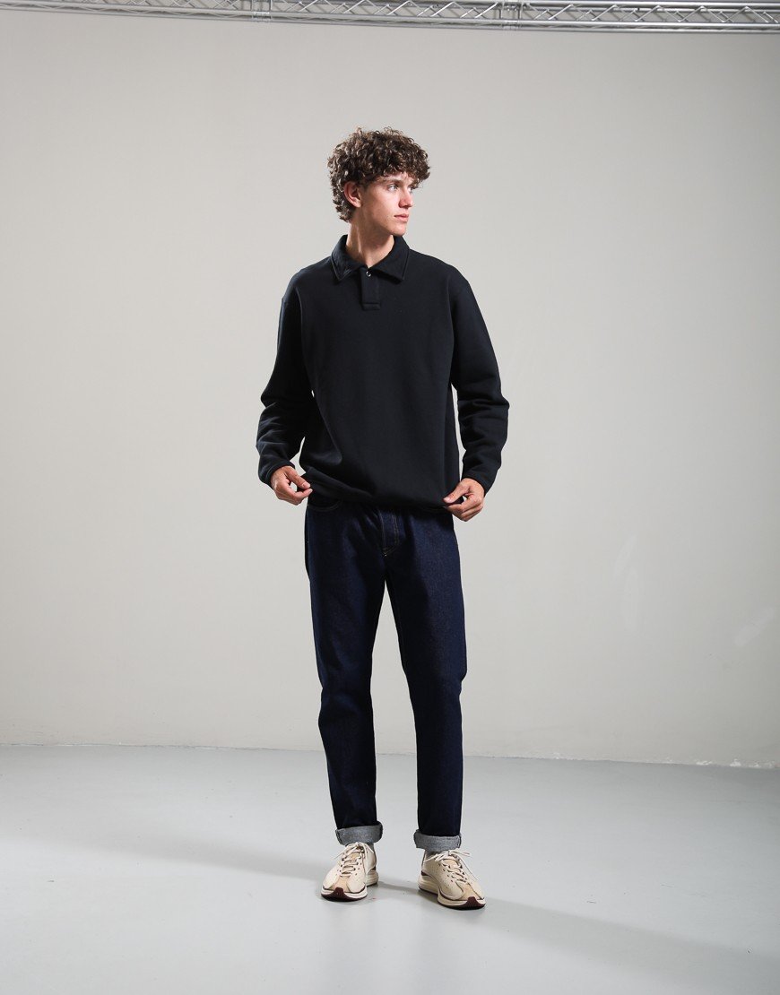 Norse Projects Hjartdal Brushed Diagonal Cotton Fleece Polo Shirt Black