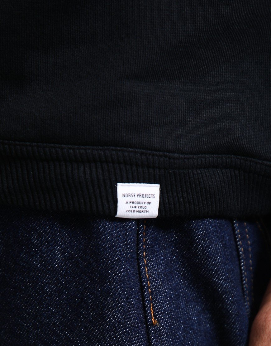 Norse Projects Hjartdal Brushed Diagonal Cotton Fleece Polo Shirt Black