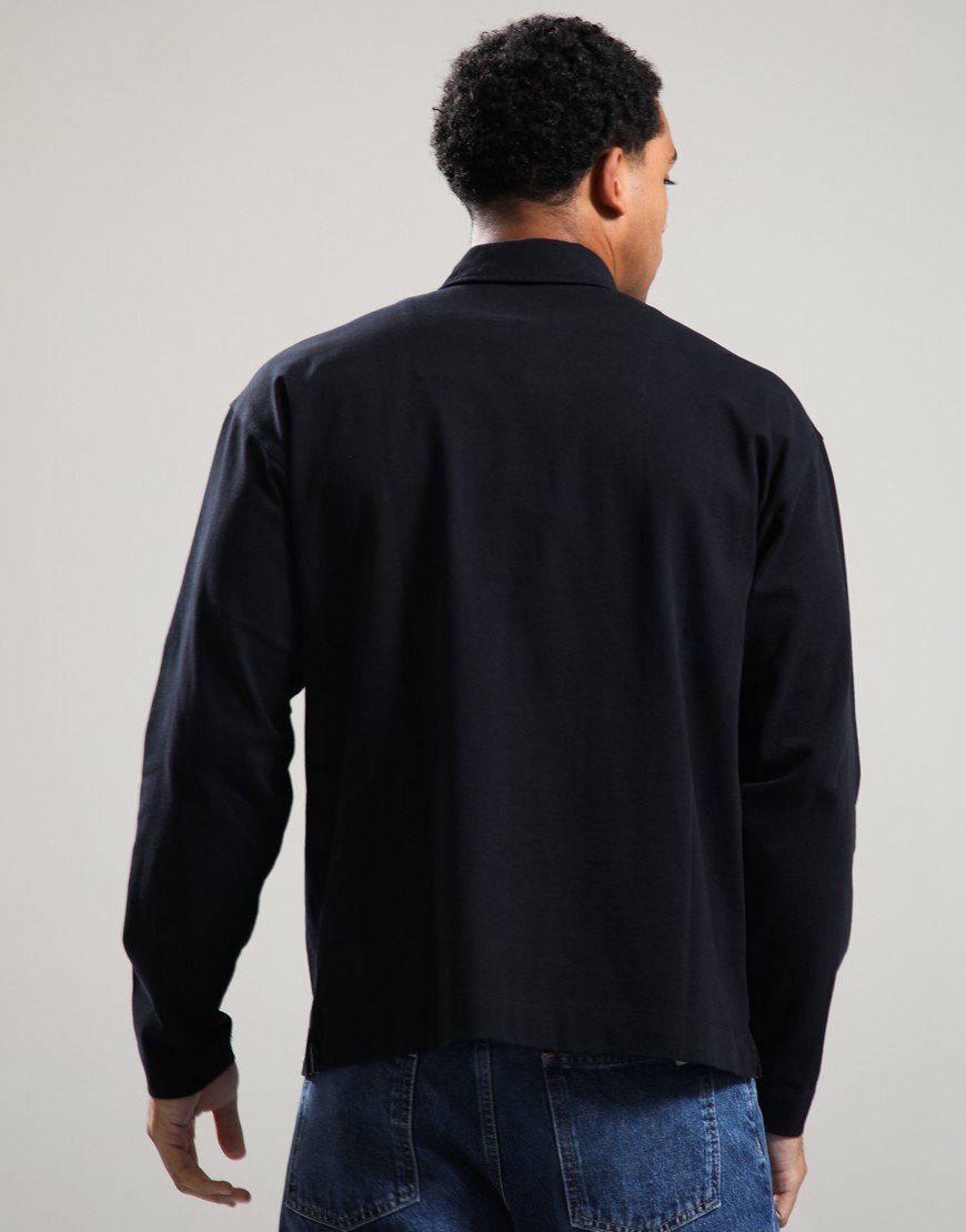 Norse Projects Isefjord Compact Long Sleeve Polo Shirt Black