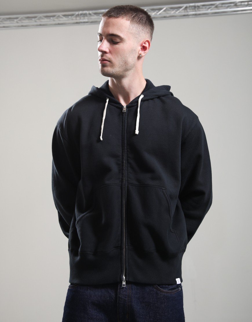 Norse Projects Keldur Brushed Diagonal Cotton Fleece Zip Hoodie Black