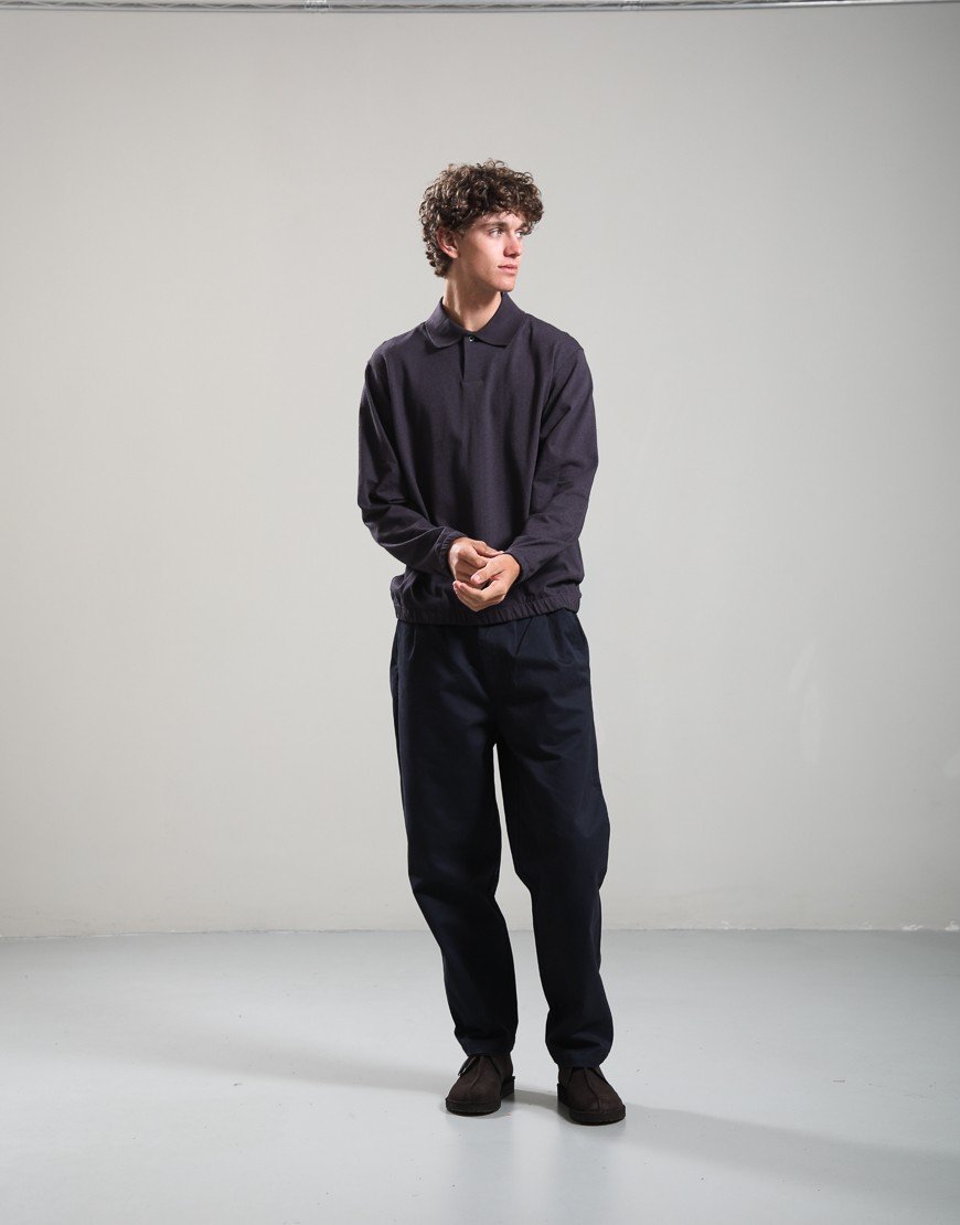 Norse Projects Sylane Light Pile Jersey Polo Shirt Darkest Purple