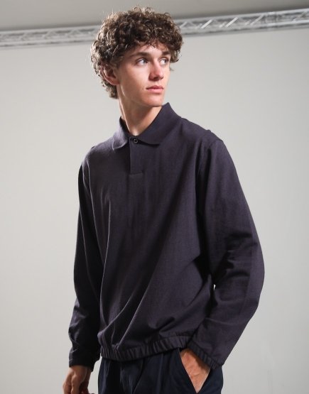 Norse Projects Sylane Light Pile Jersey Polo Shirt Darkest Purple