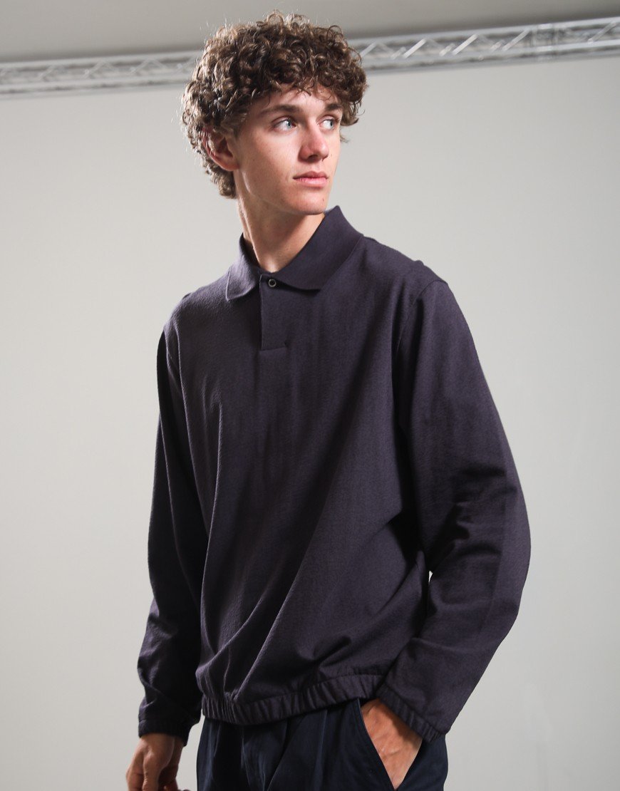 Norse Projects Sylane Light Pile Jersey Polo Shirt Darkest Purple