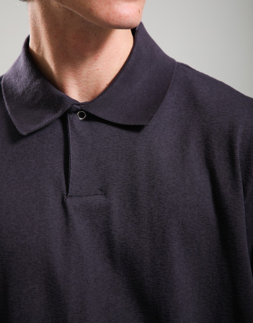Norse Projects Sylane Light Pile Jersey Polo Shirt Darkest Purple