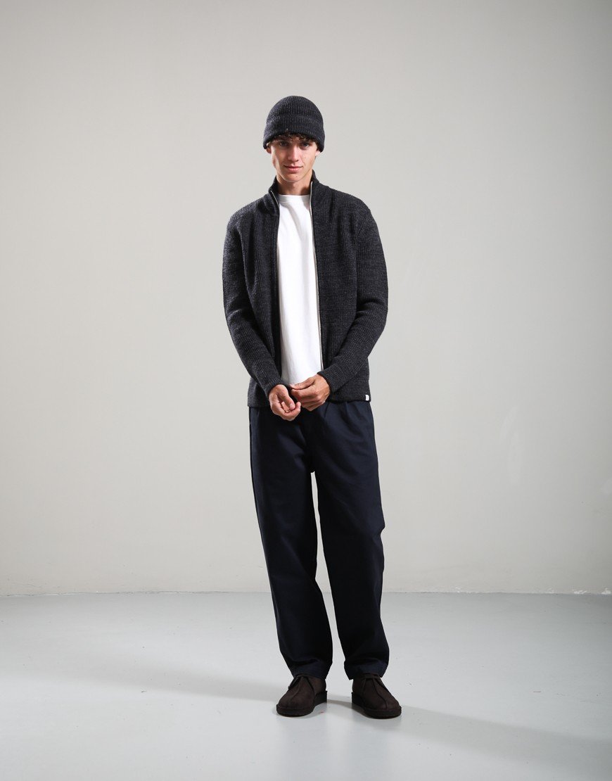 Norse Projects Wool Cotton Rib Beanie Dark Grey Melange