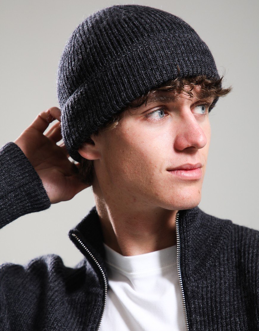 Norse Projects Wool Cotton Rib Beanie Dark Grey Melange