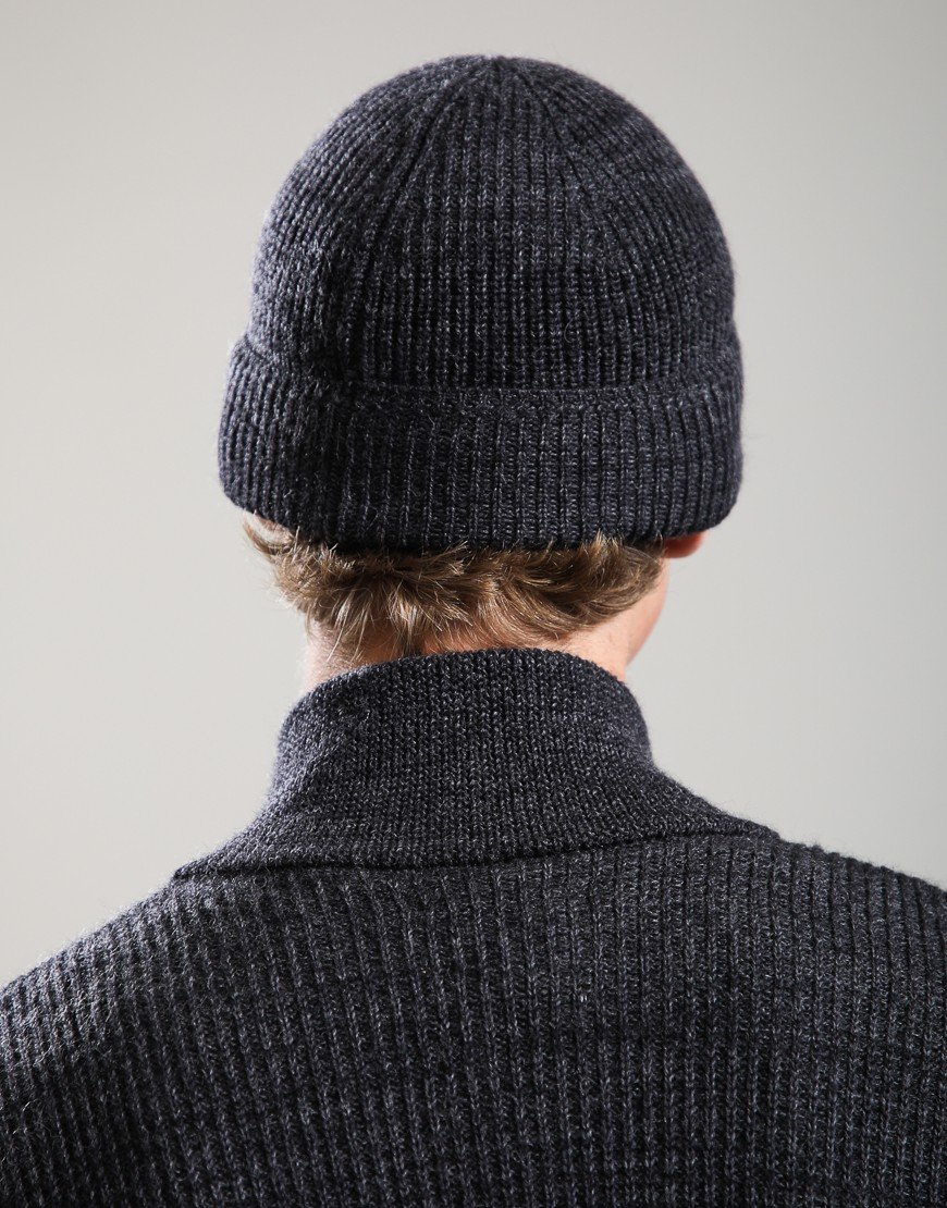 Norse Projects Wool Cotton Rib Beanie Dark Grey Melange