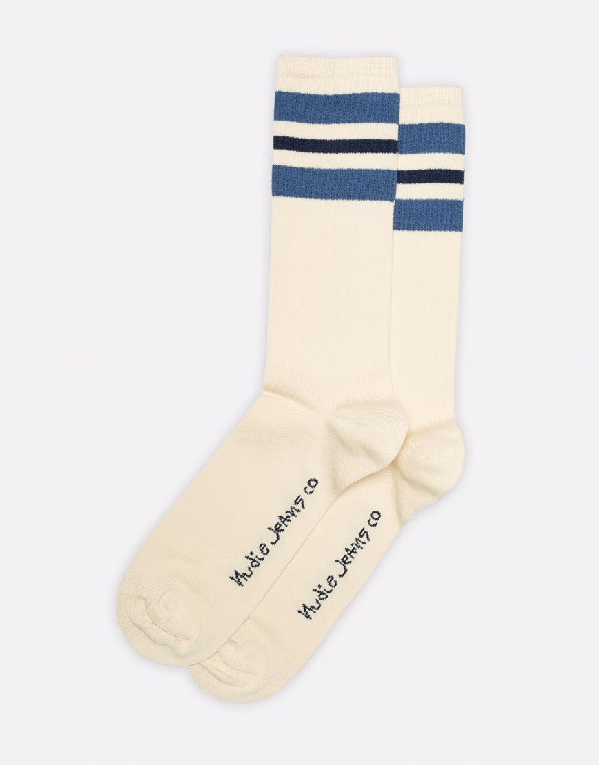Nudie Jeans Co. Amundsson Socks Off White/Blue