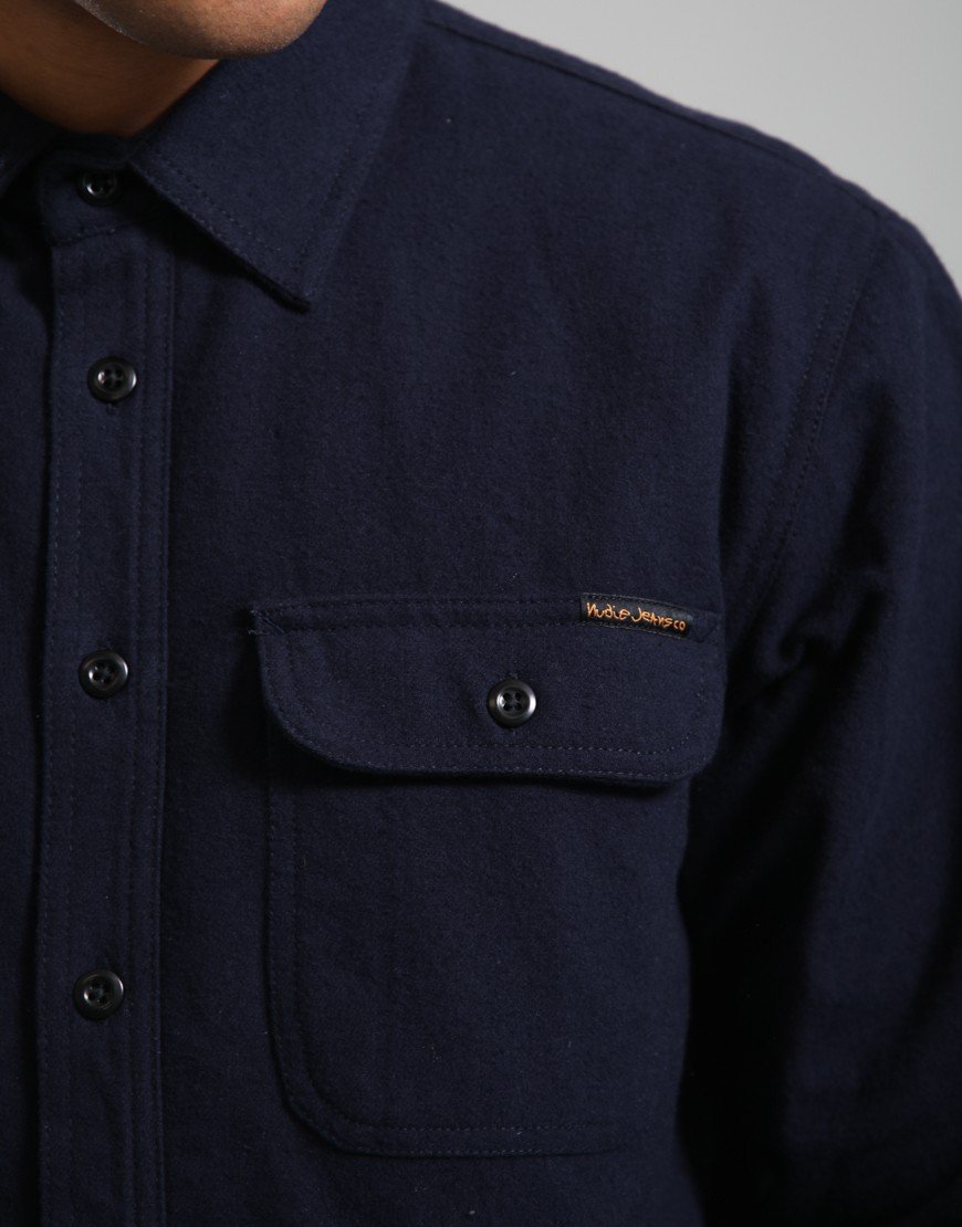 Nudie Jeans Co. Glenn Padded Shirt Flannel Blueberry