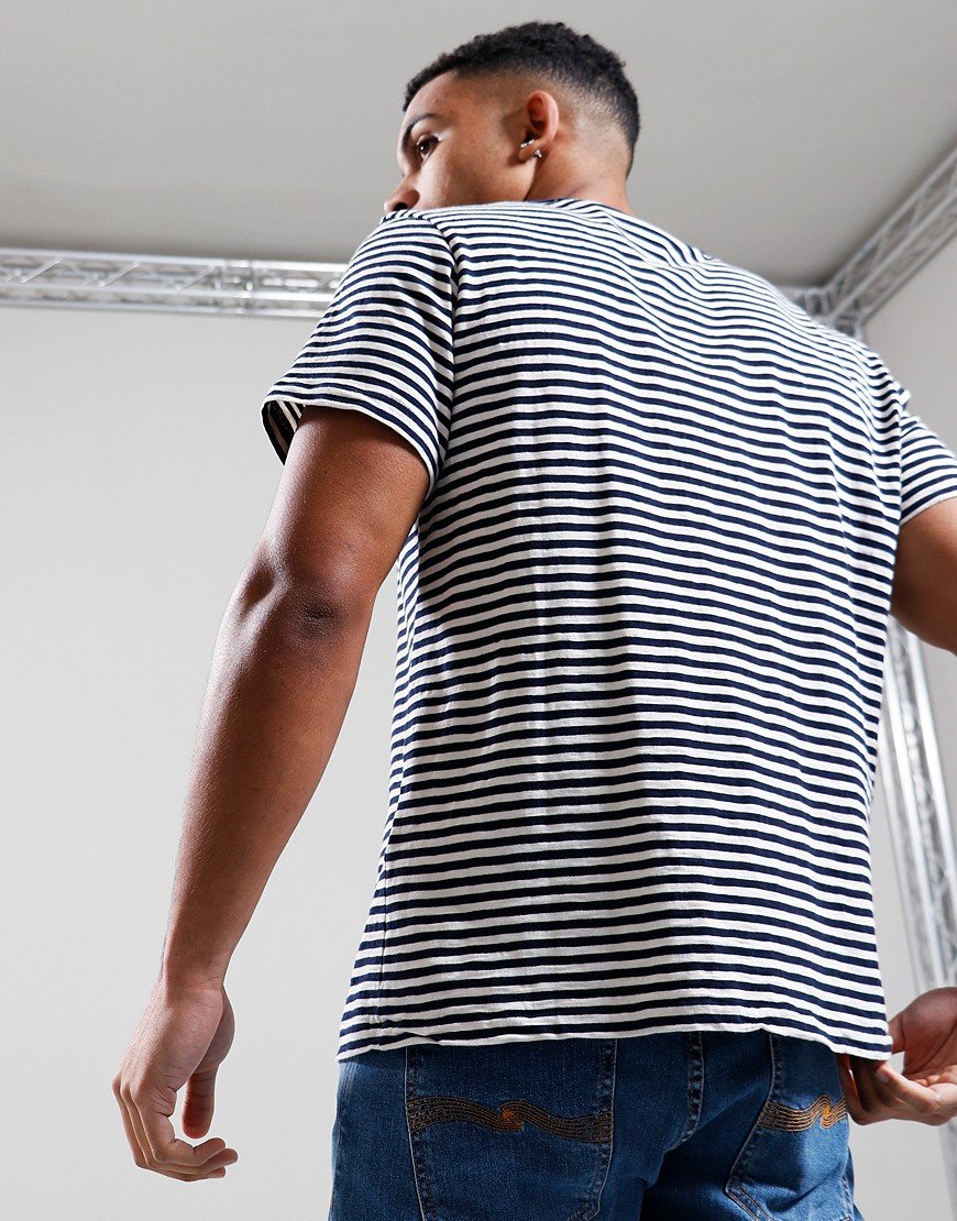Nudie Jeans Co. Roy Slub Stripe T-Shirt Blue/Off White