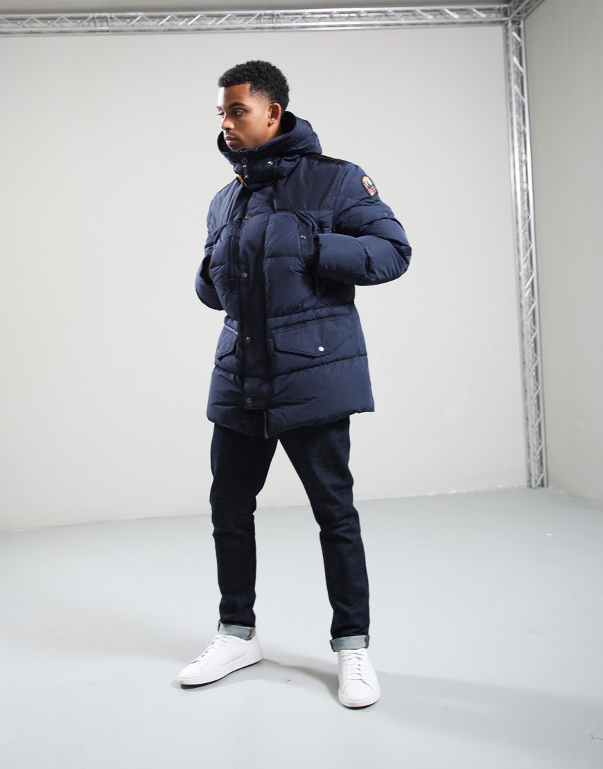 Parajumpers Harraseeket Hooded Down Parka Jacket Blue Navy