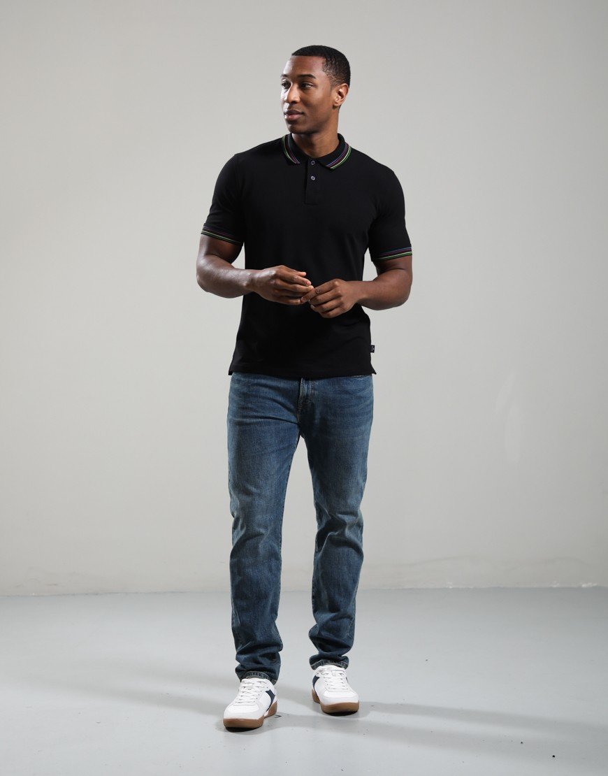 Paul Smith Regular Fit Stripe Detail Polo Shirt 79 Black