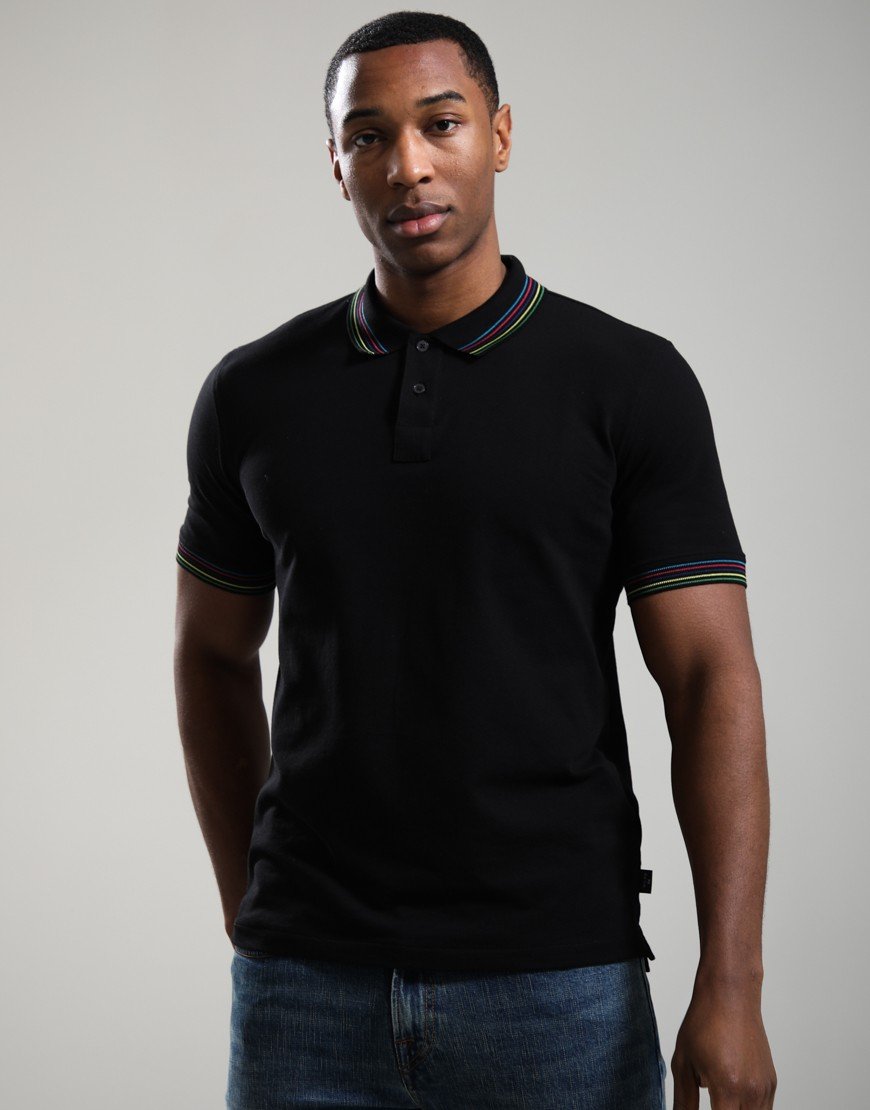 Paul Smith Regular Fit Stripe Detail Polo Shirt 79 Black