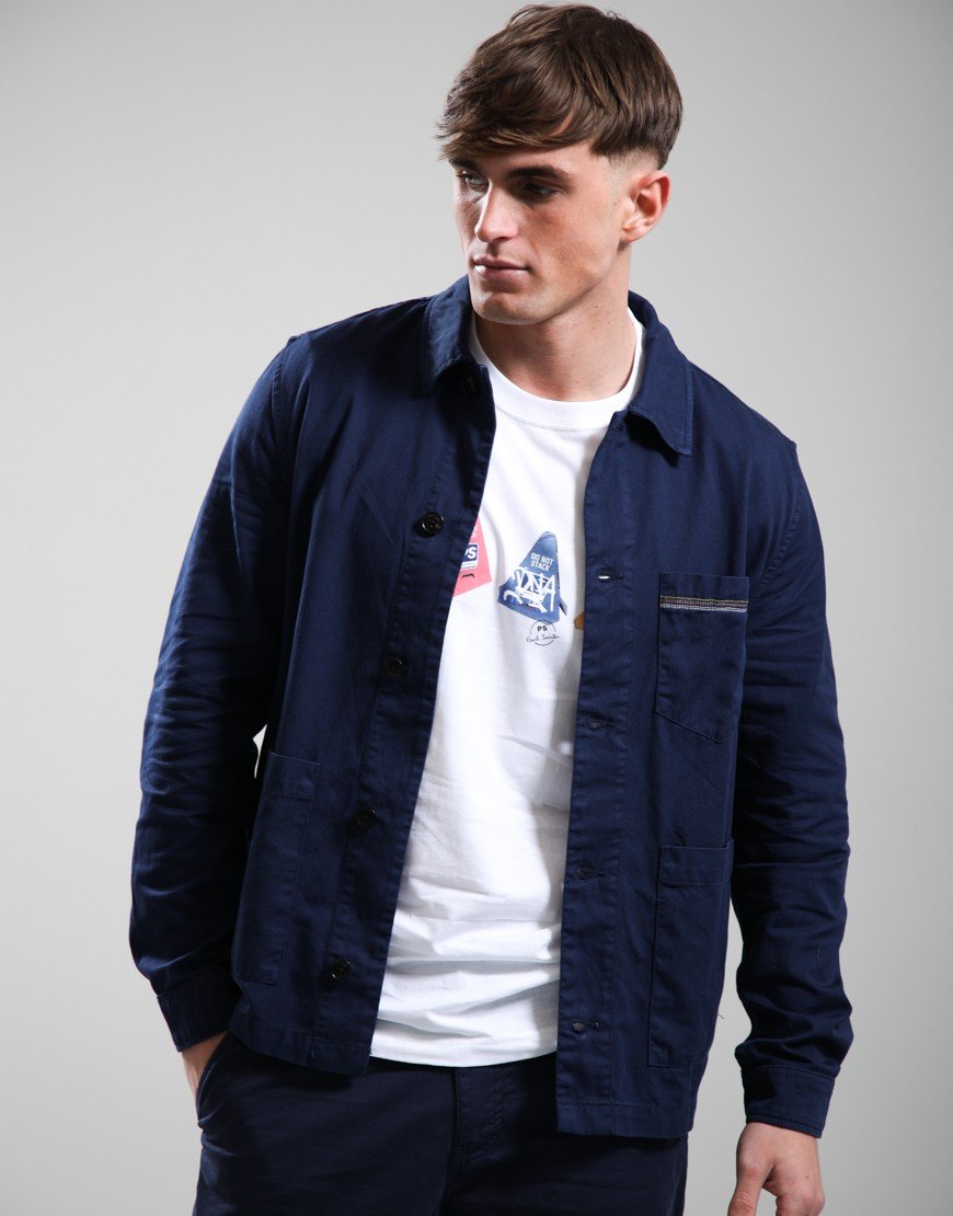 Paul Smith Cotton-Twill Stitch Stripe Work Jacket Navy