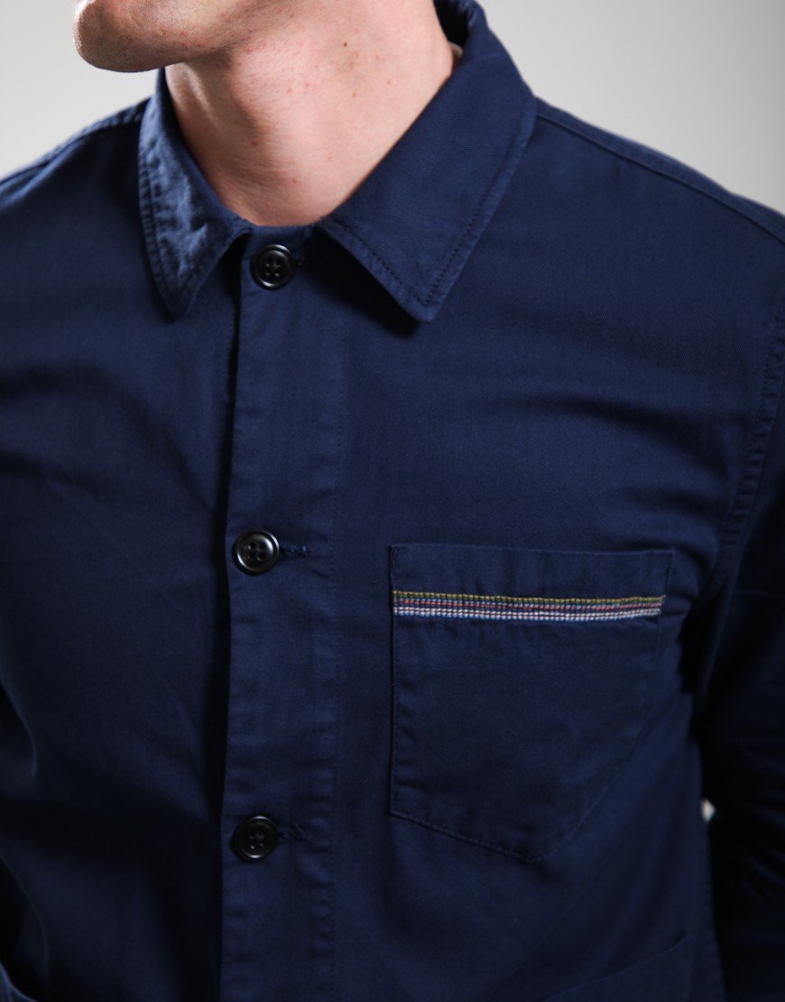 Paul Smith Cotton-Twill Stitch Stripe Work Jacket Navy