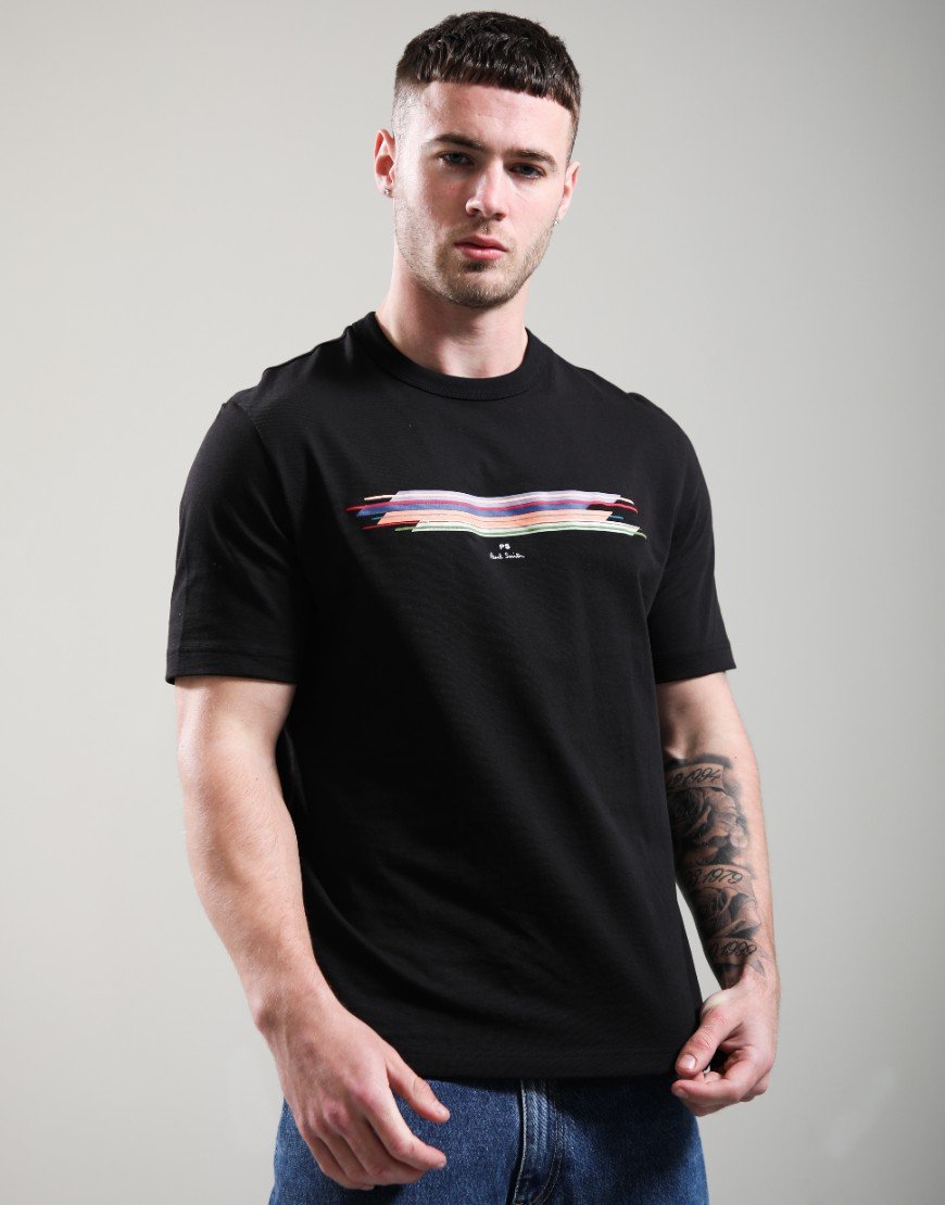 Paul Smith Stripe Casual Fit T Shirt Black
