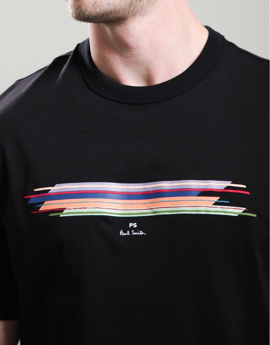 Paul Smith Stripe Casual Fit T Shirt Black