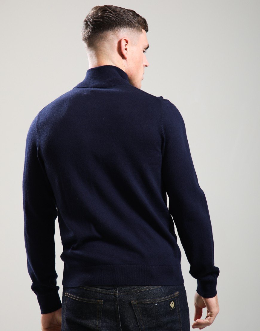 Paul Smith Zebra Logo Quarter Zip Knit Very Dark Navy