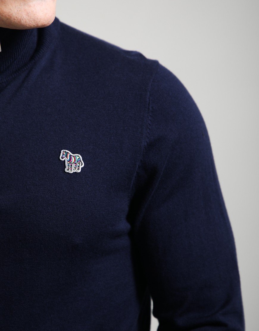 Paul Smith Zebra Logo Quarter Zip Knit Very Dark Navy