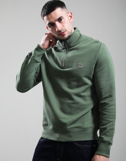 Paul Smith Half Zip Zebra Sweat Green