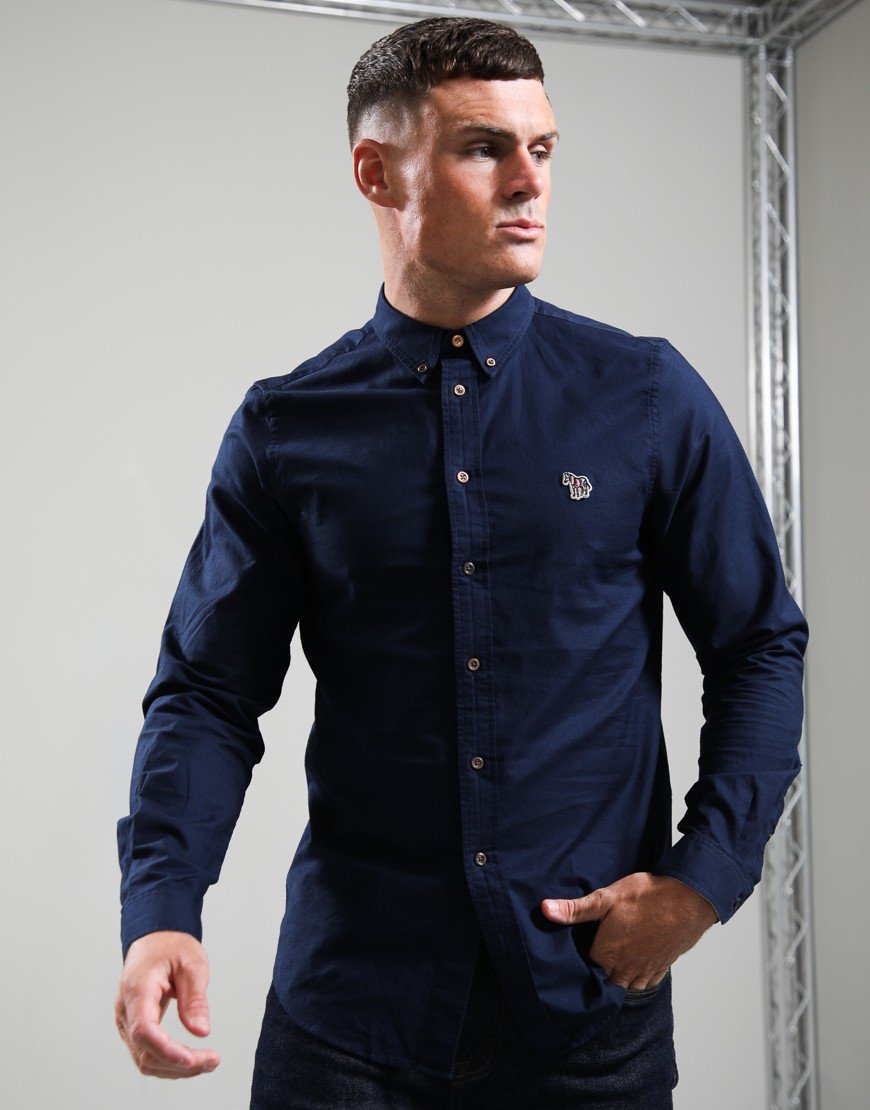 Paul Smith Tailored Fit Zebra Long Sleeve Shirt Navy