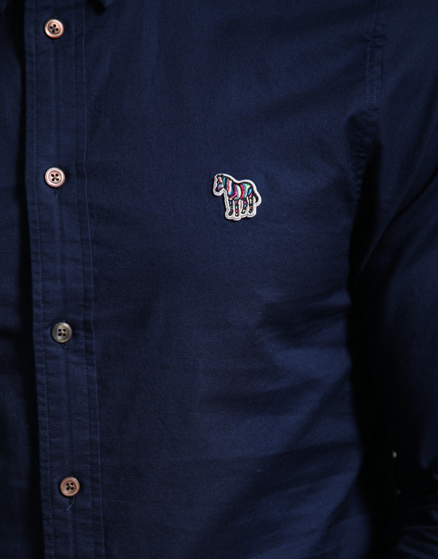 Paul Smith Tailored Fit Zebra Long Sleeve Shirt Navy