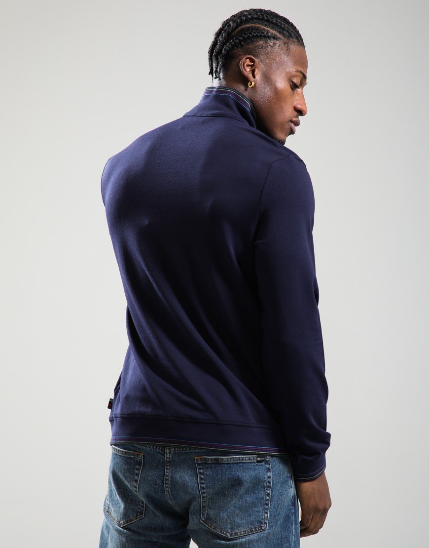 Paul Smith Cotton-Blend Sports Stripe Quarter Zip Sweat 49 Navy