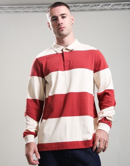 Paul Smith Block Stripe Rugby Top Brick Red