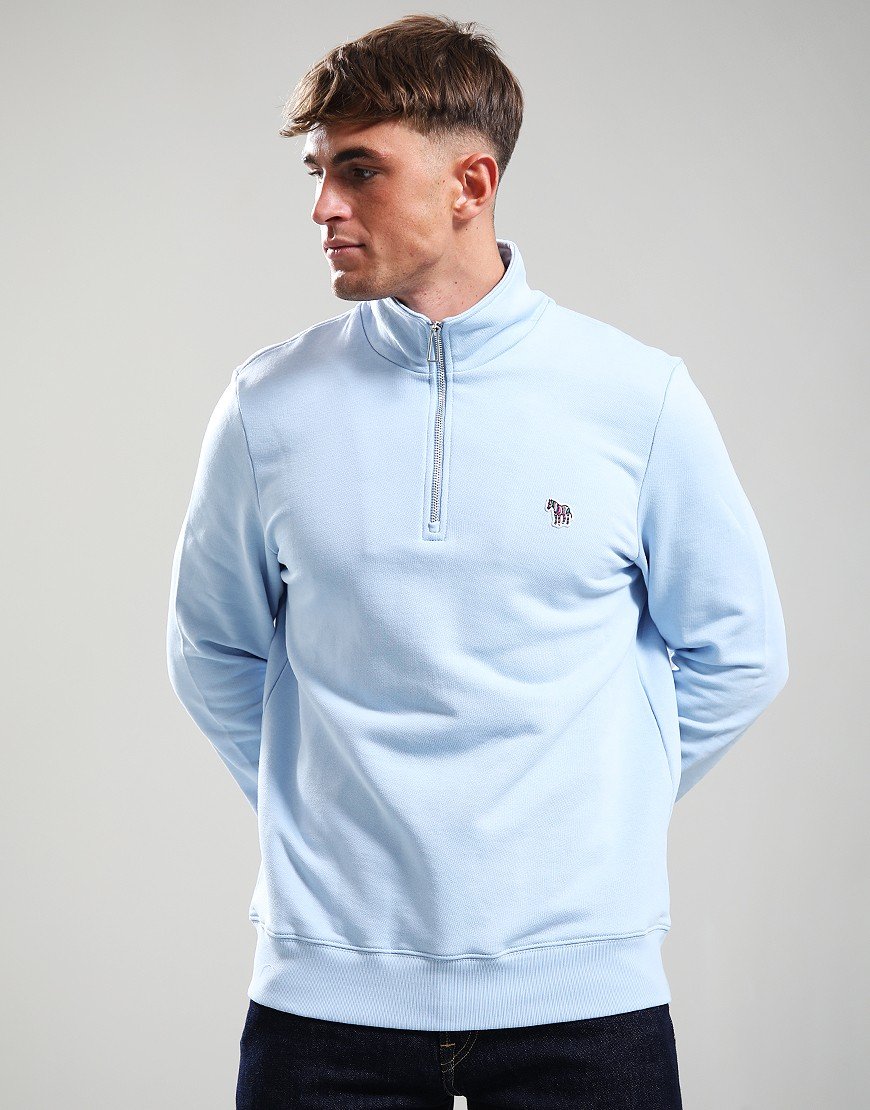 Paul Smith Regular Fit Half Zip Zebra Sweat 41E Light Blue