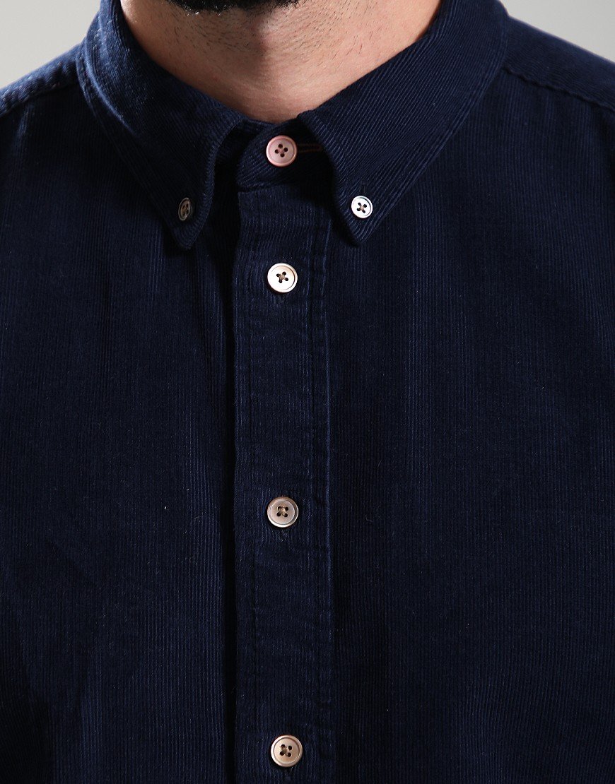 Paul Smith Long Sleeve Tailored Fit Cord Shirt 49 Very Dark Navy