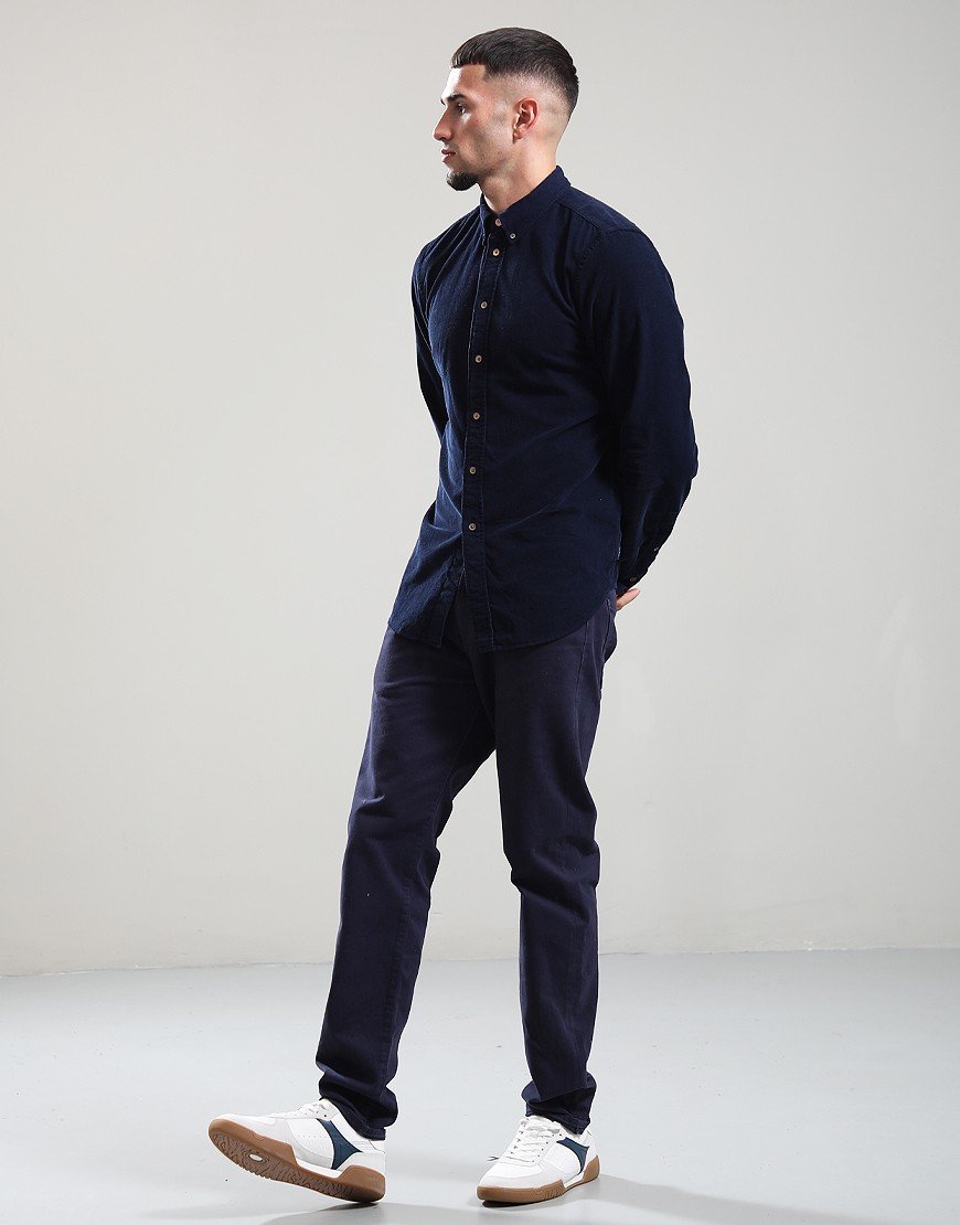 Paul Smith Long Sleeve Tailored Fit Cord Shirt 49 Very Dark Navy