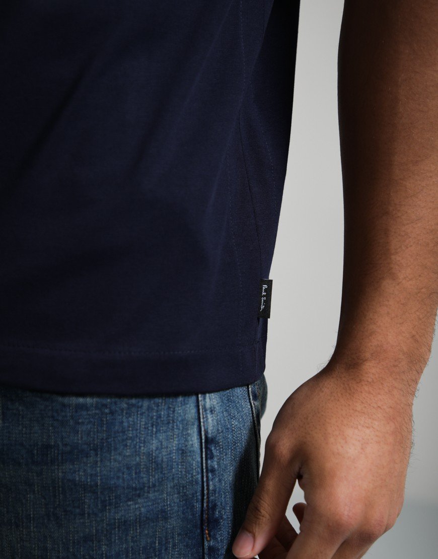 Paul Smith Plated Jersey Contrast Tipping Polo Shirt Navy
