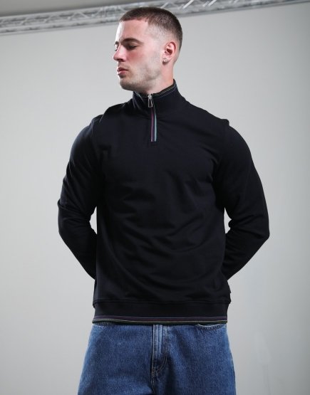 Paul Smith 1/2 Zip Long Sleeve T-Shirt Black