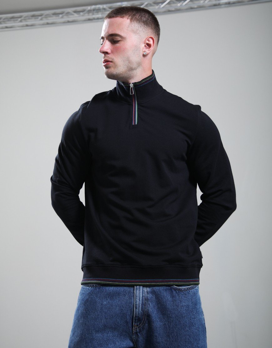 Paul Smith 1/2 Zip Long Sleeve T-Shirt Black
