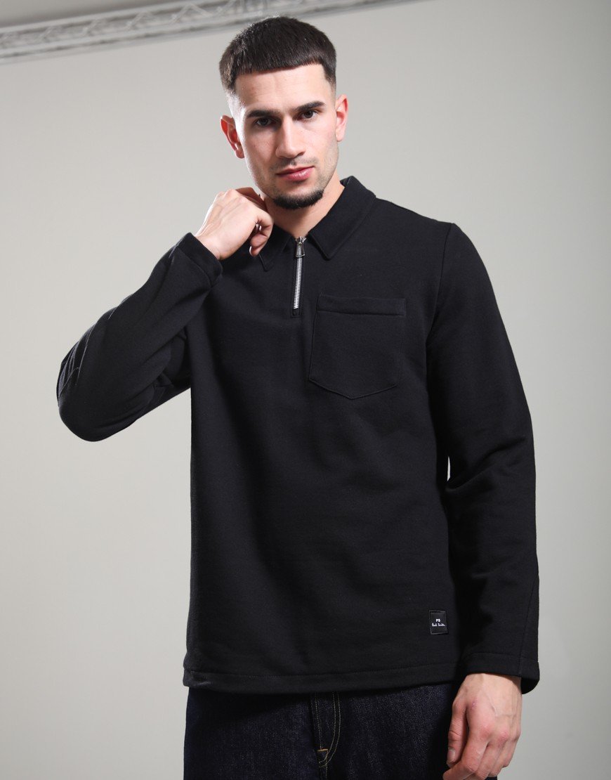 Paul Smith Regular Fit Half Zip Collar Sweat Black