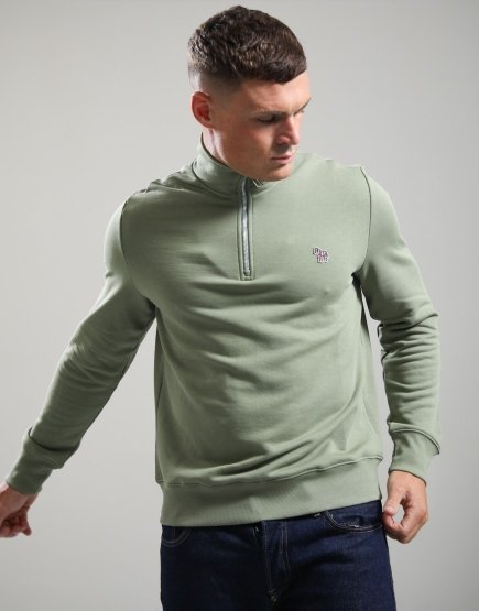 Paul Smith Half Zip Sweat Zebra Greyish Green