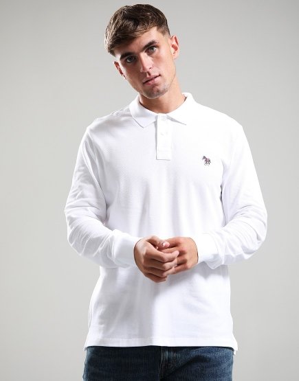Paul Smith Regular Fit Long Sleeve Polo Shirt 01 White