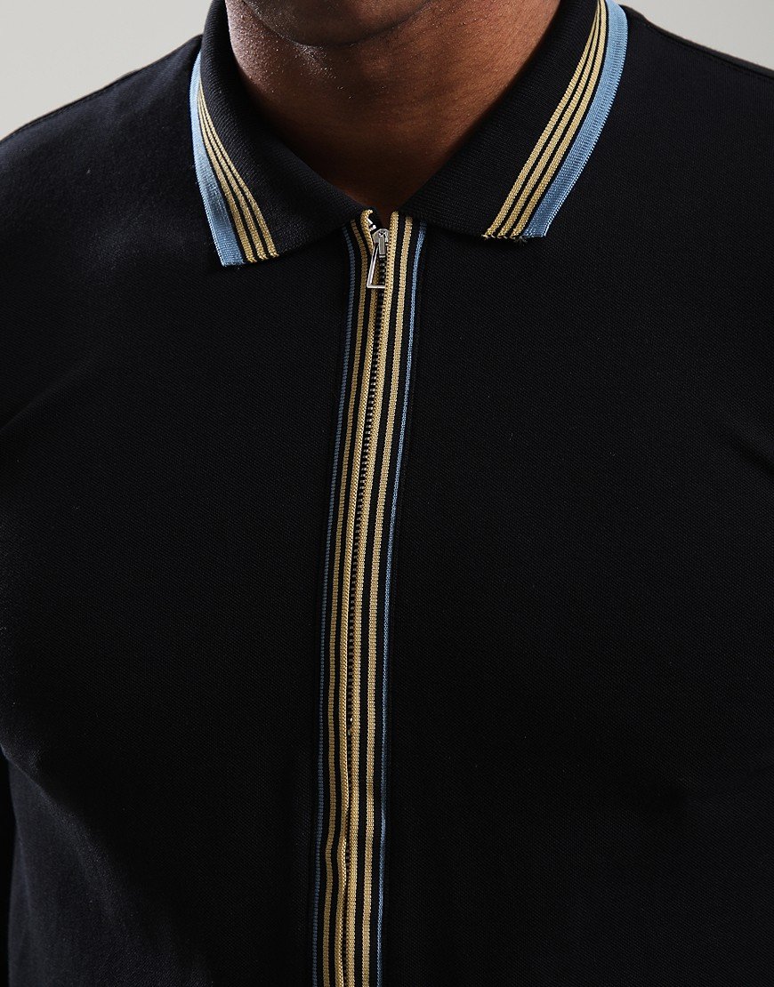 Paul Smith Regular Fit Long Sleeve Zip Polo Shirt 79 Black