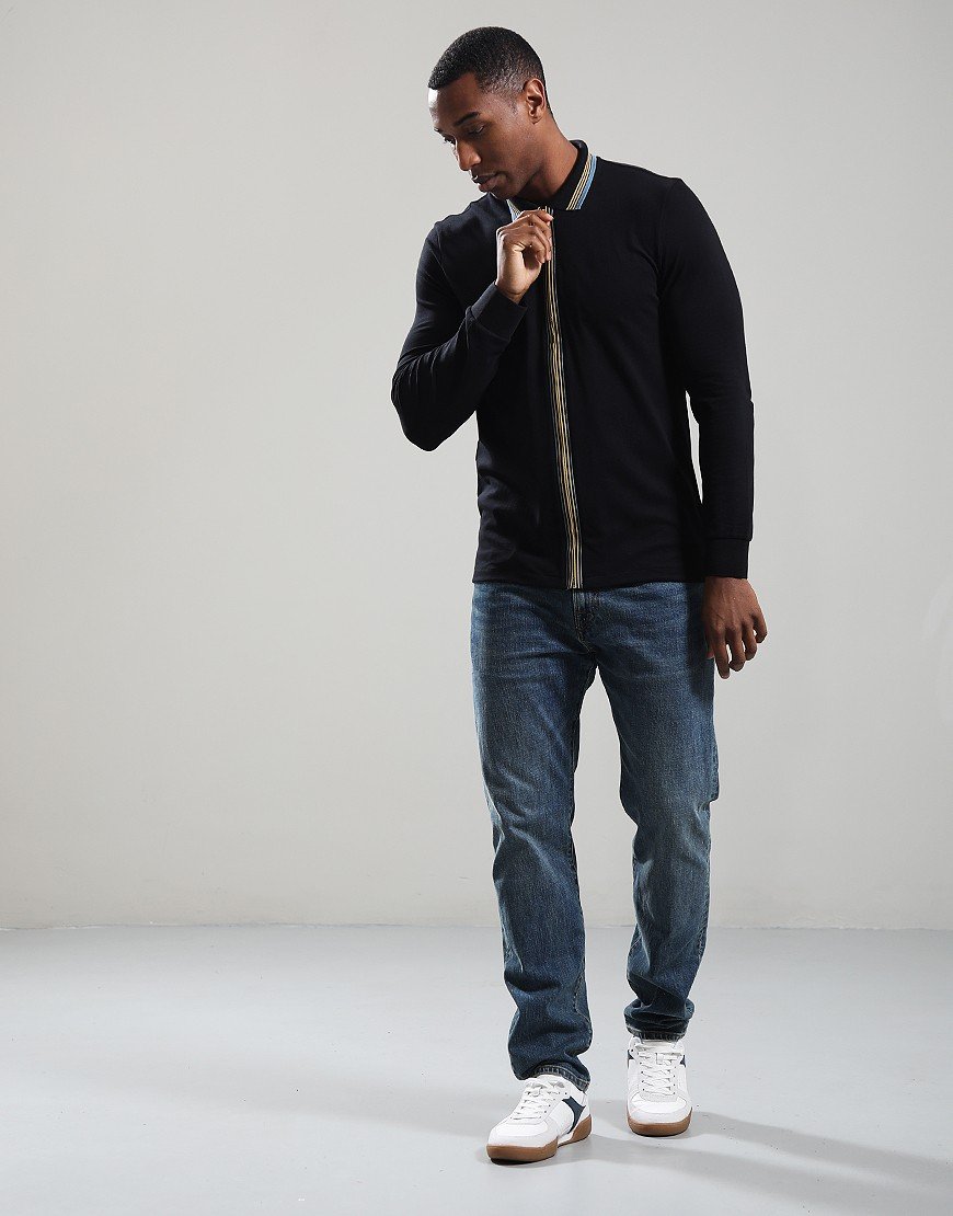 Paul Smith Regular Fit Long Sleeve Zip Polo Shirt 79 Black