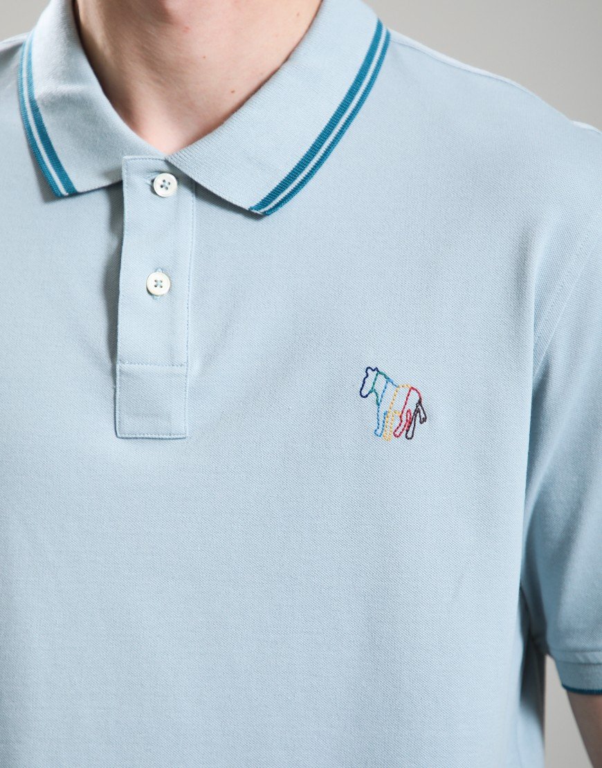 Paul Smith Regular Fit Tipped Polo Shirt Light Blue