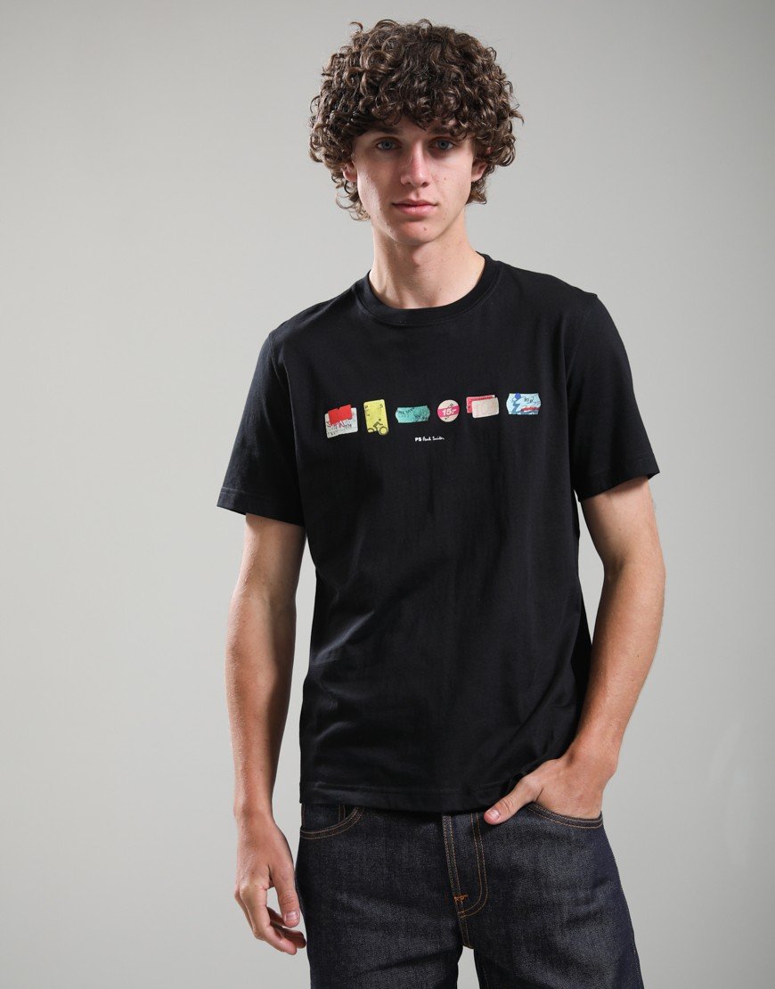 Paul Smith Regular Fit In A Row T-Shirt Black