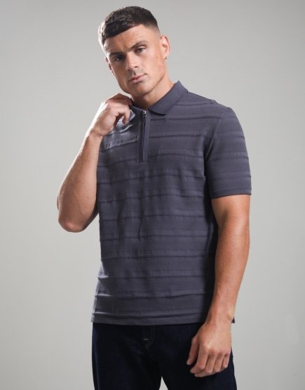 Paul Smith Regular Fit Zip Polo Shirt Grey