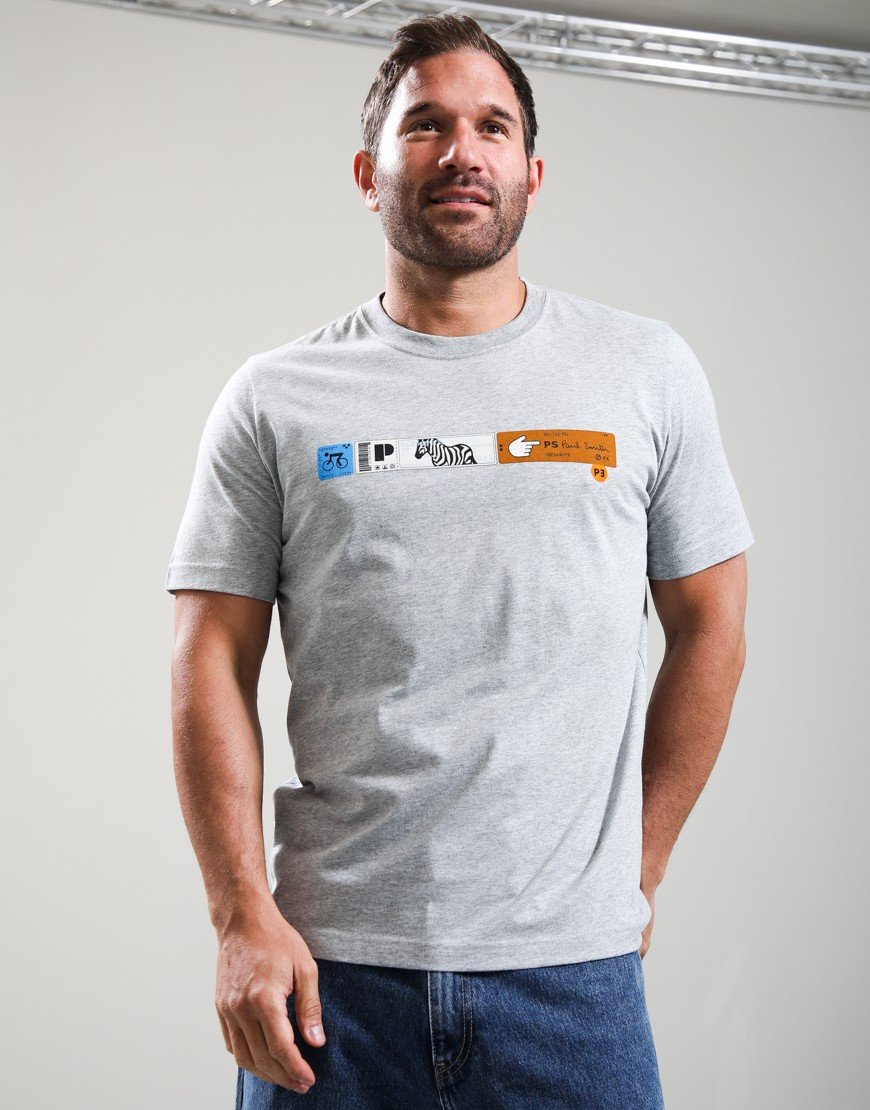 Paul Smith Stripe Regular Fit T-Shirt Grey Melange
