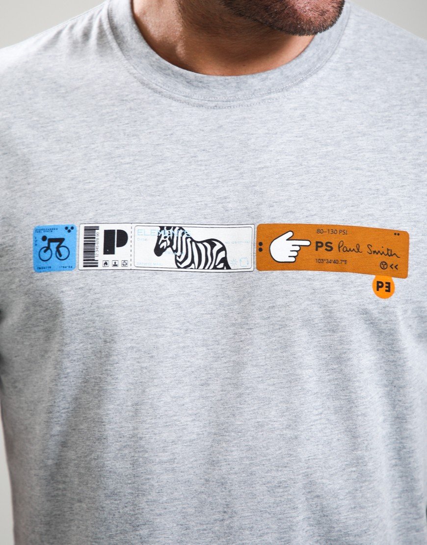 Paul Smith Stripe Regular Fit T-Shirt Grey Melange