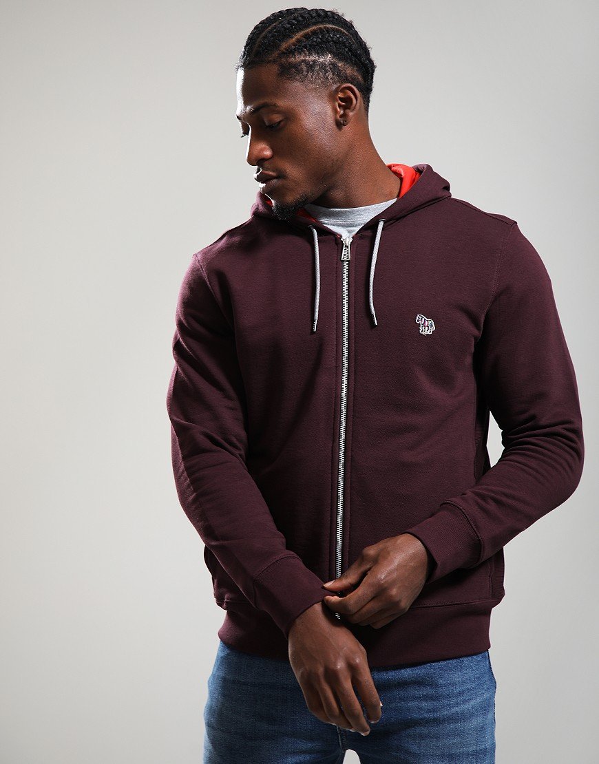 Paul Smith Zip Front Zebra Hoodie 29A Very Dk Red