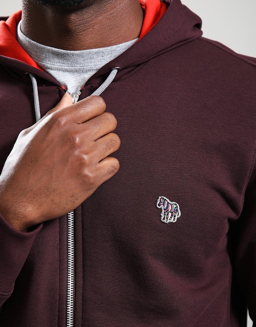 Paul Smith Zip Front Zebra Hoodie 29A Very Dk Red
