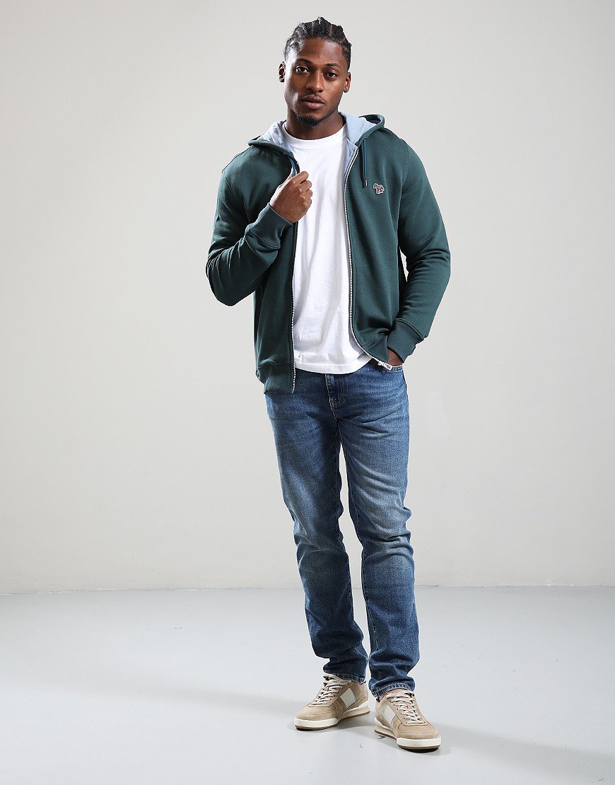 Paul Smith Zip Front Zebra Hoodie 37C Petrol Green
