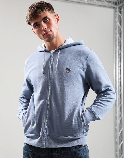 Paul Smith Zip Front Zebra Hoodie 43G Greyish Blue