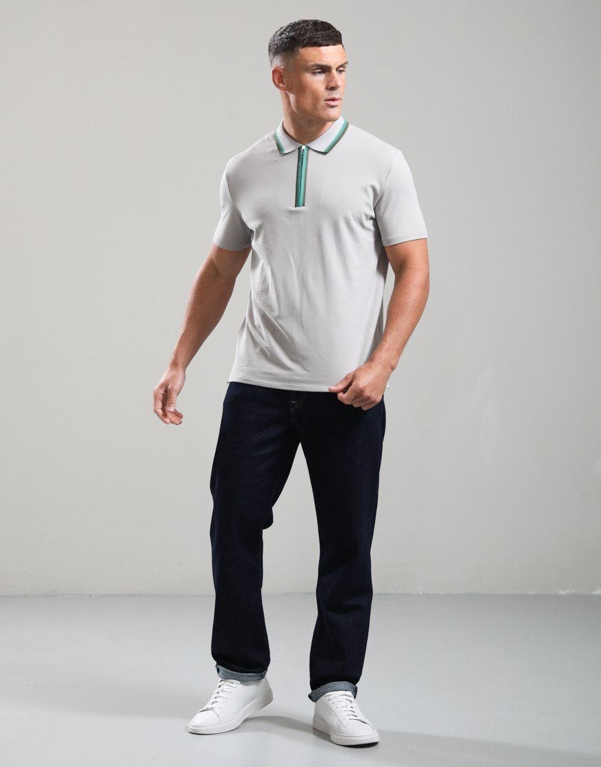 Paul Smith Regular Fit Zip Polo Shirt Grey