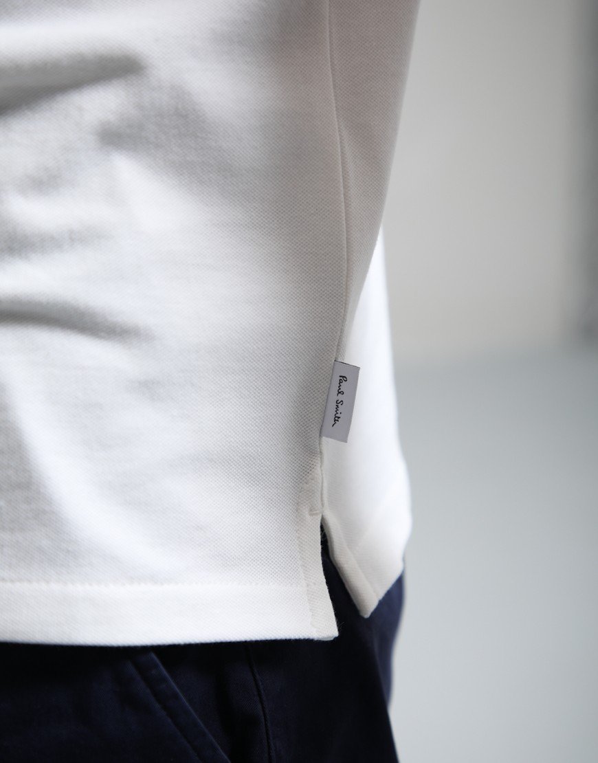 Paul Smith Contrast Tipping Zip Polo Shirt White